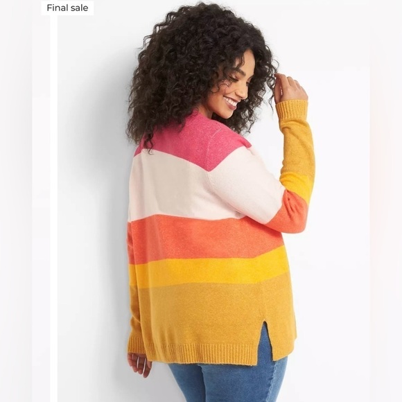 NWT Lane Bryant Size 14/16 Open-Front Blocked-Stripe Cardigan - Picture 3 of 7